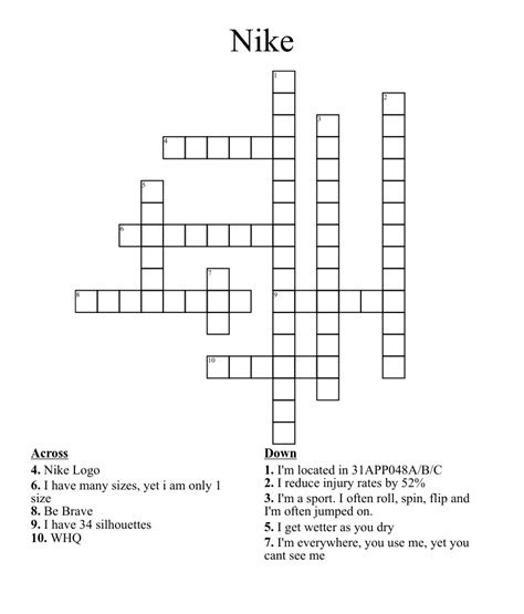 nike symbol crossword.